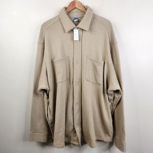 NEW Old Navy Mens Long Sleeve 4 Pocket Button Front Fleece Shacket XXL